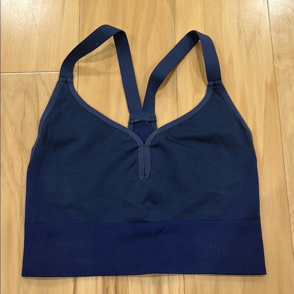 Nike Blue Sports Bra with V-Neckline and Medium Support